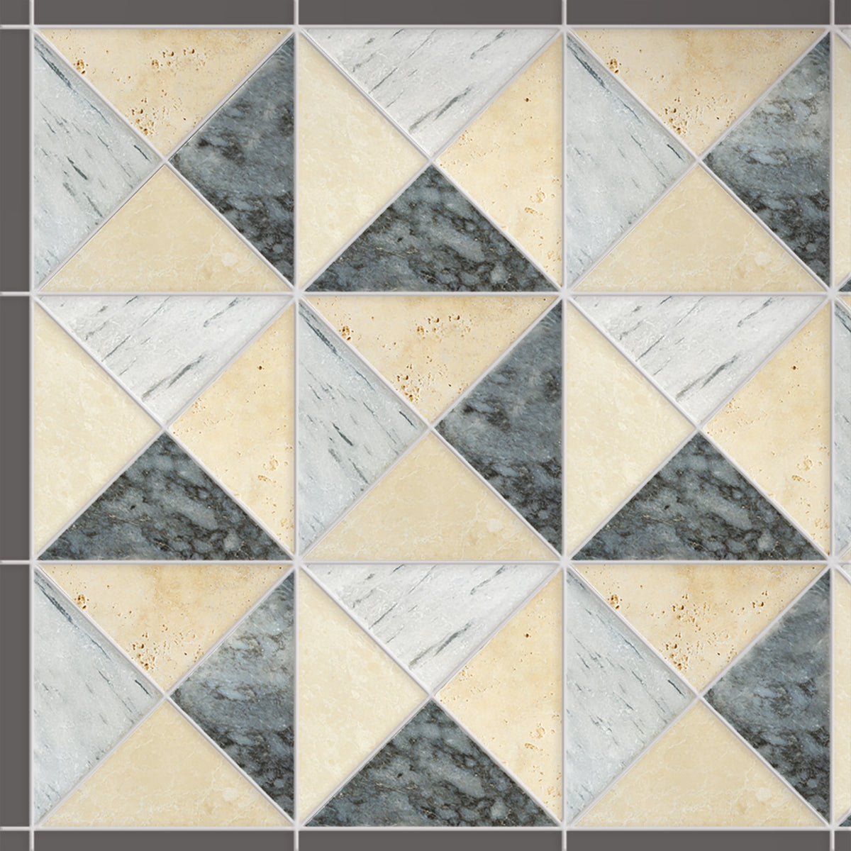 Mosaïque arlequin M2 marbre et travertin