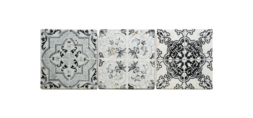 Mosaique decor renaissance travertin decore noir
