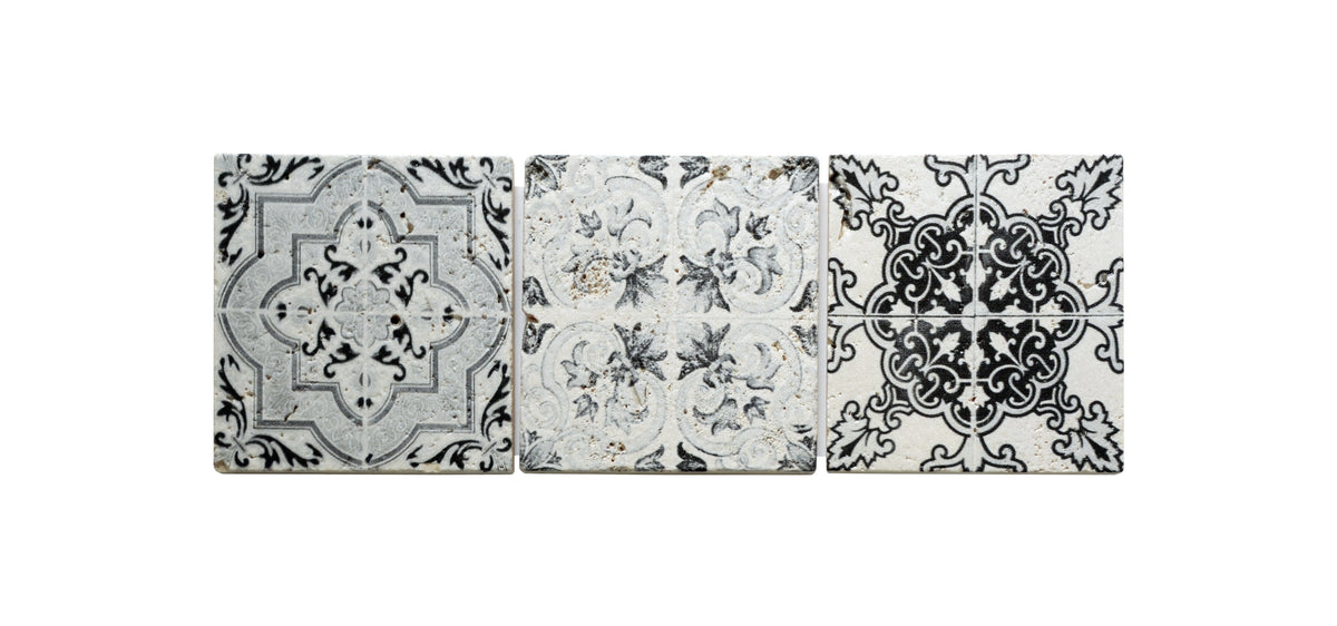 Mosaique decor renaissance travertin decore noir