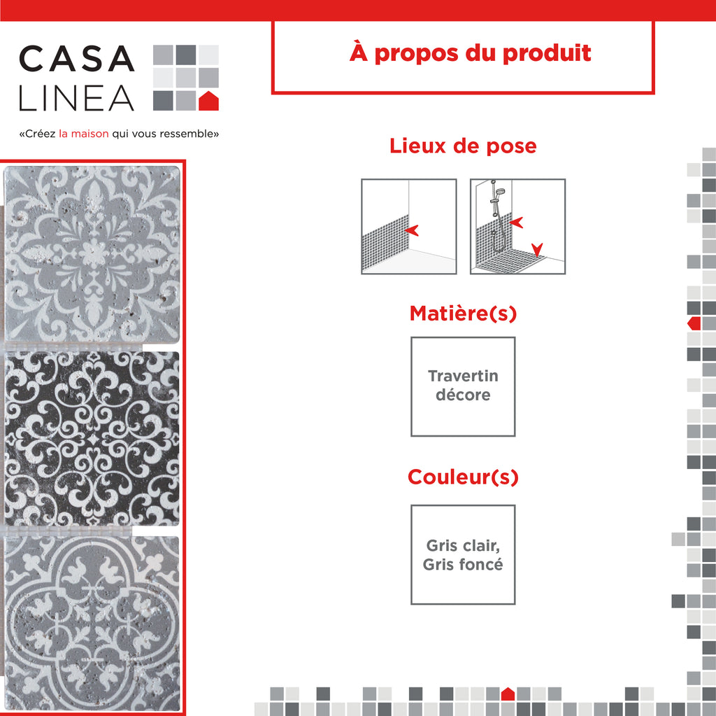 Mosaïque baroque gris infographie produit