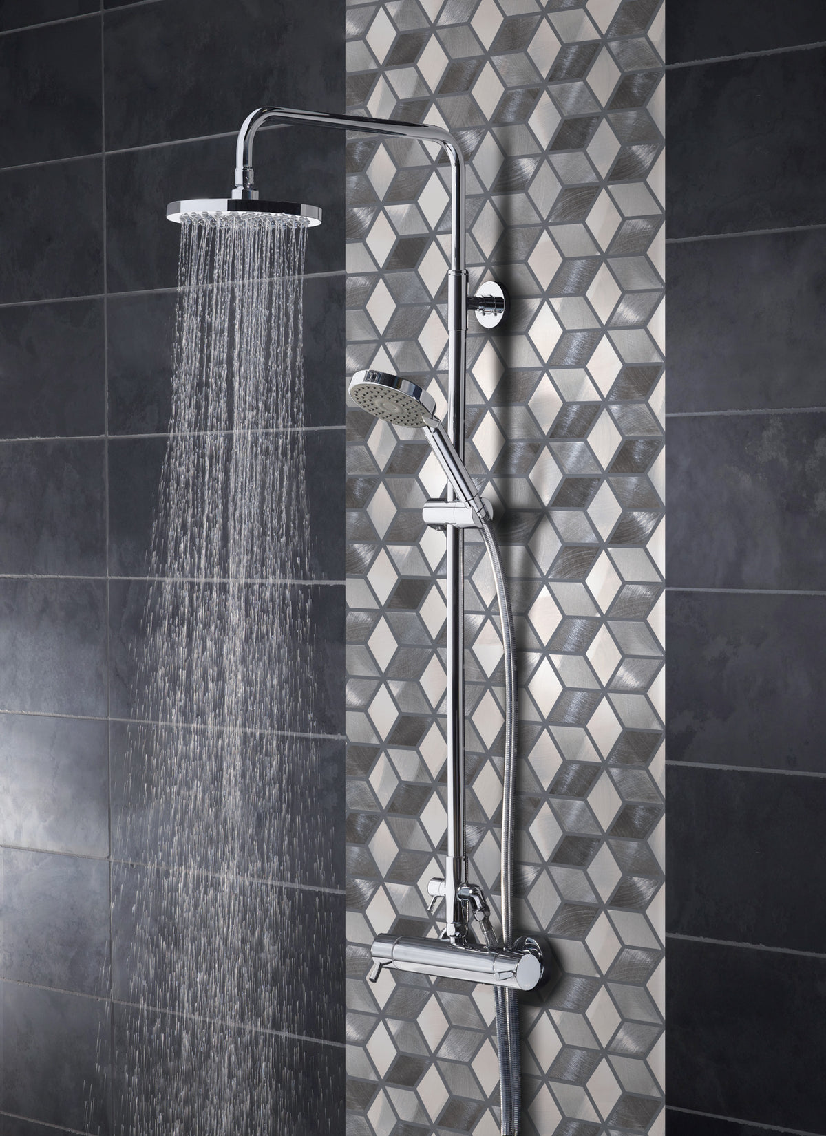 Mosaique hexagone mix gris