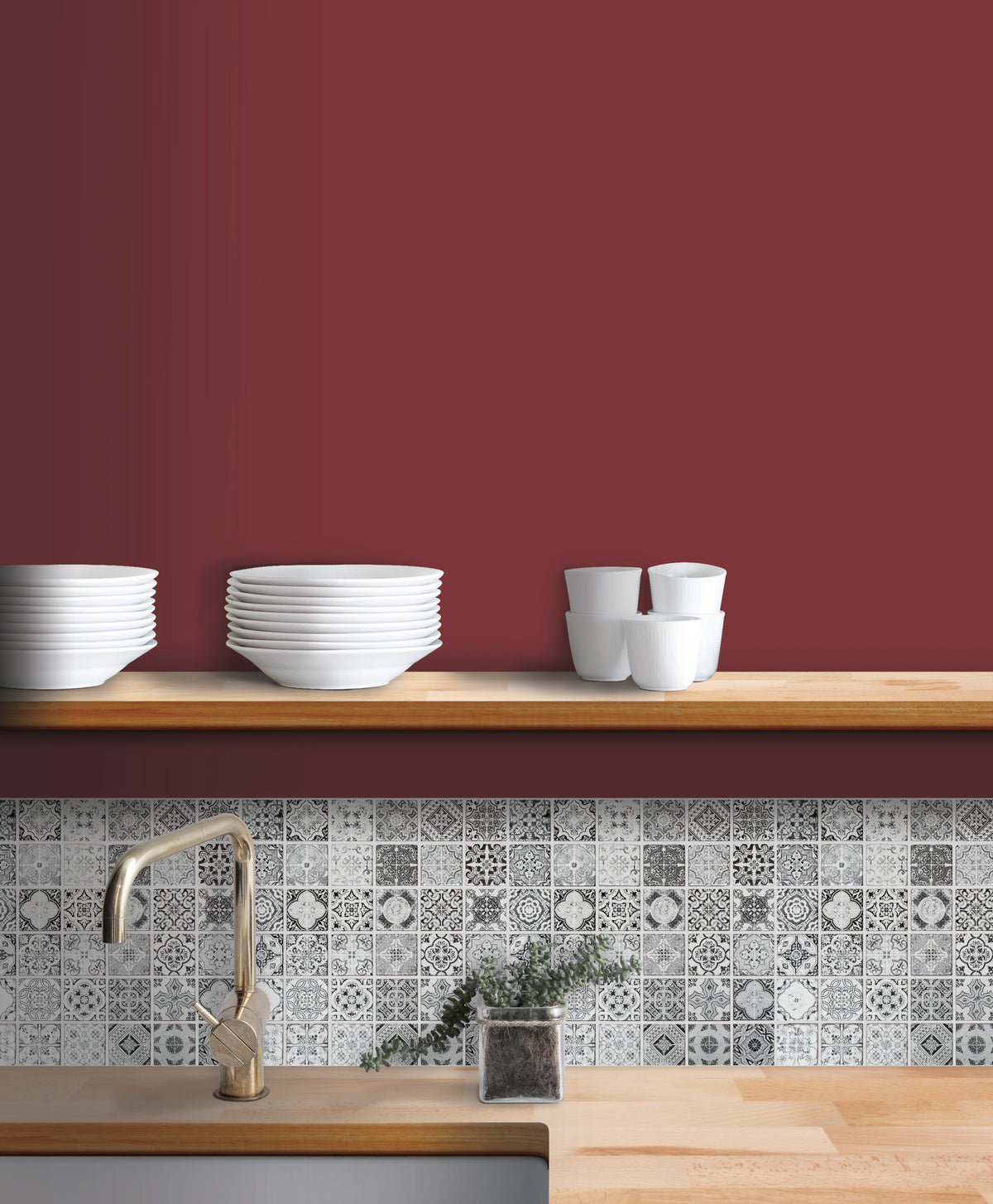 mosaïque en travertin decore noir dans une cuisine