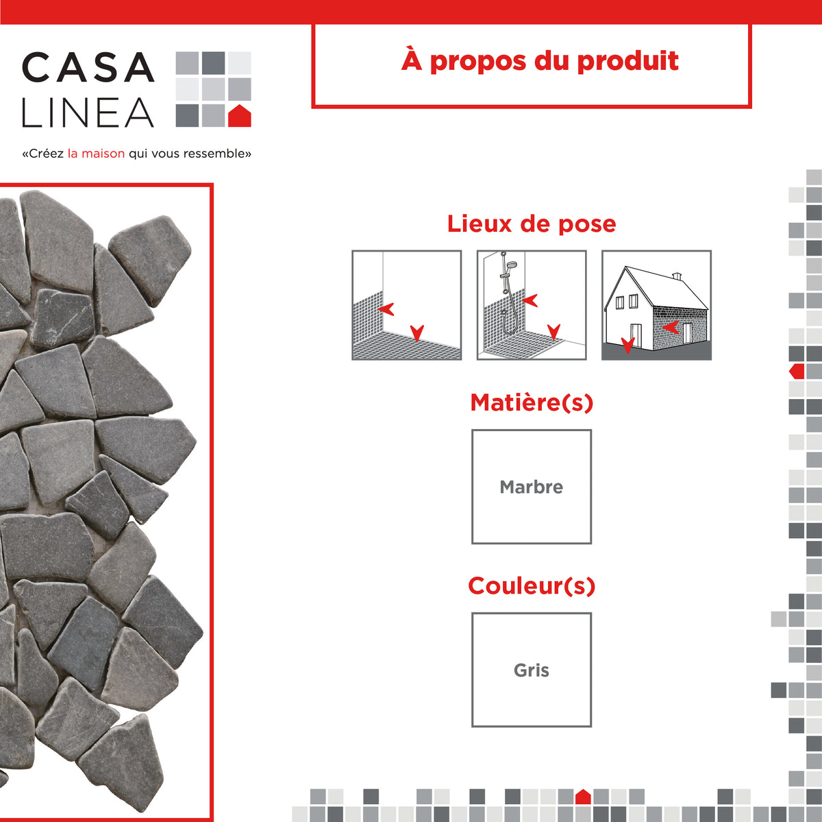 Mosaïque palladien gris infographie produit