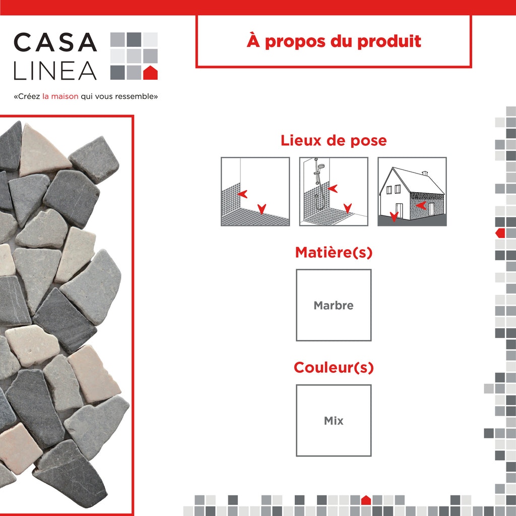 Mosaïque palladien mix gris beige infographie produit