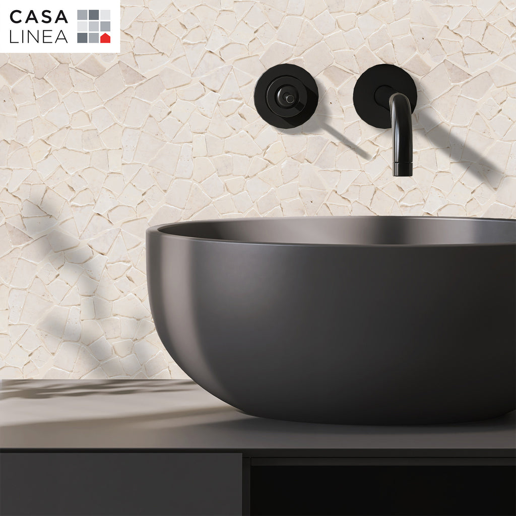 Mosaïque palladien marbre crème crédence cuisine