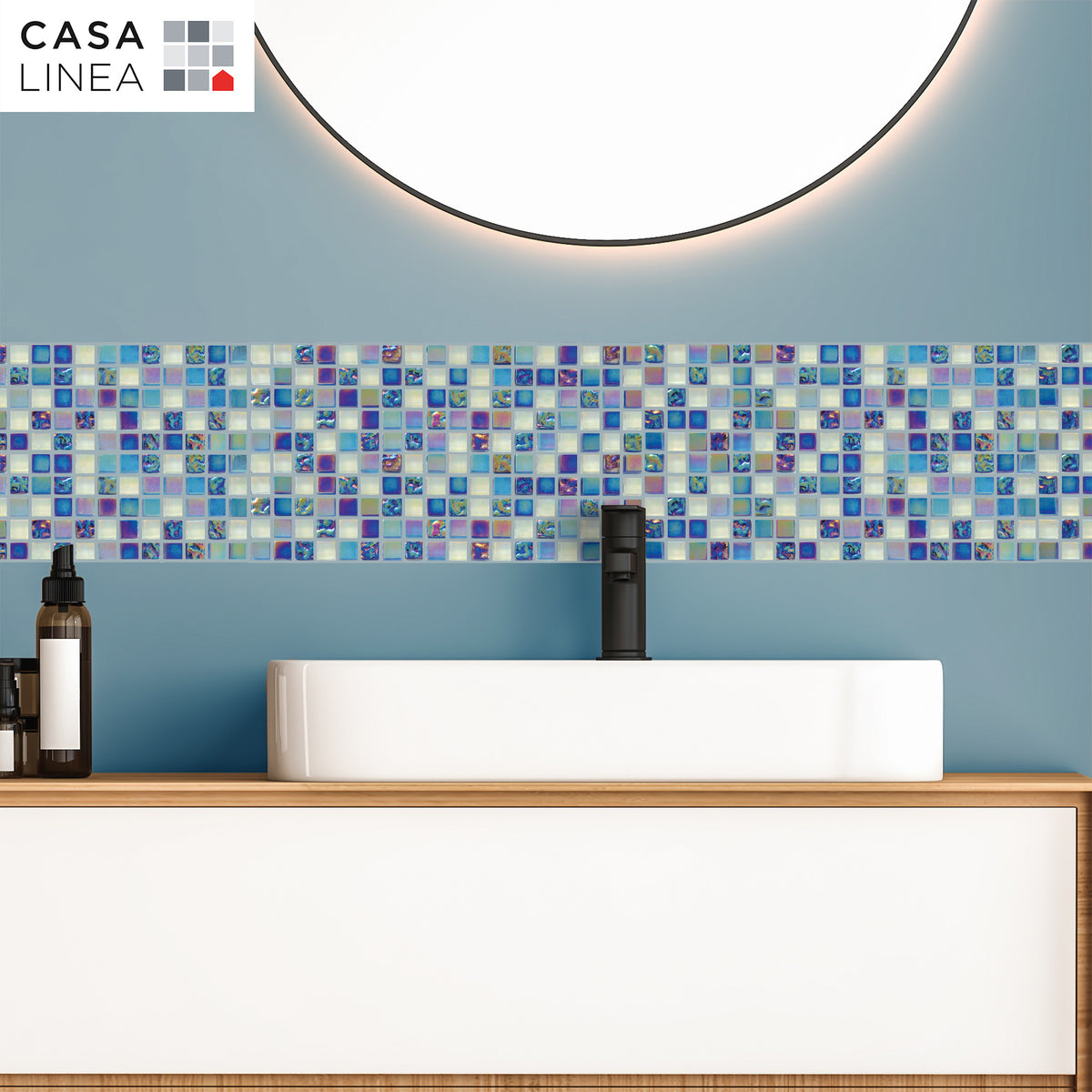Mosaïque antiques nacre bleu salle de bain