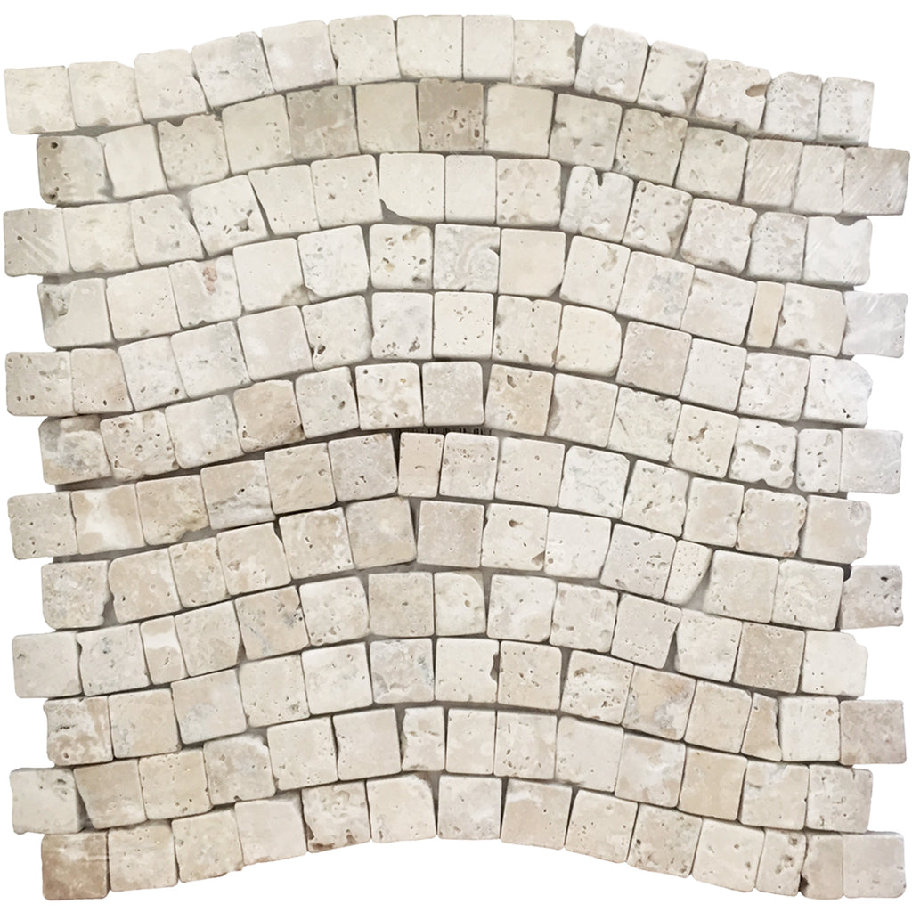 Mosaïque travertin ivoire vague