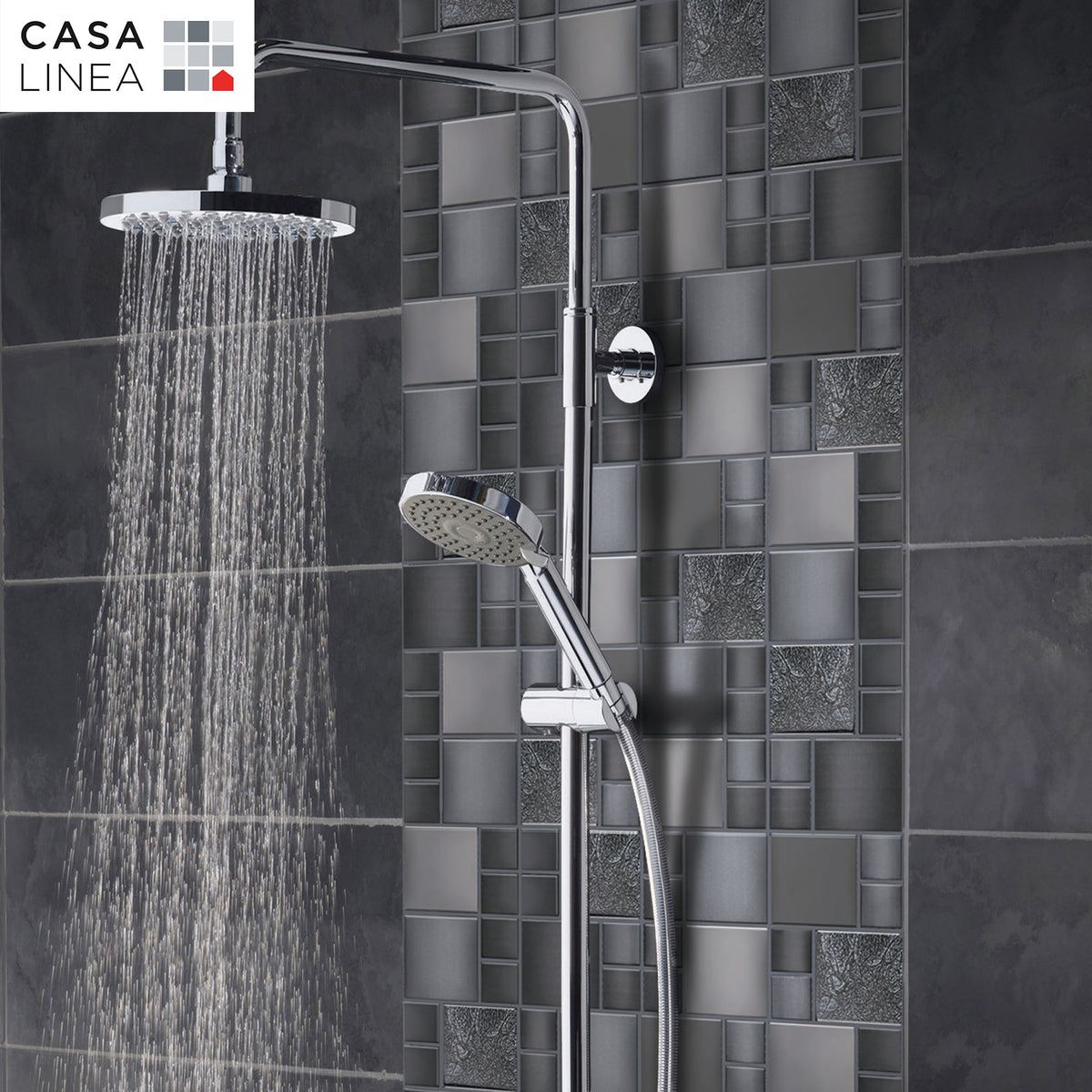 Mosaïque inox verre noir