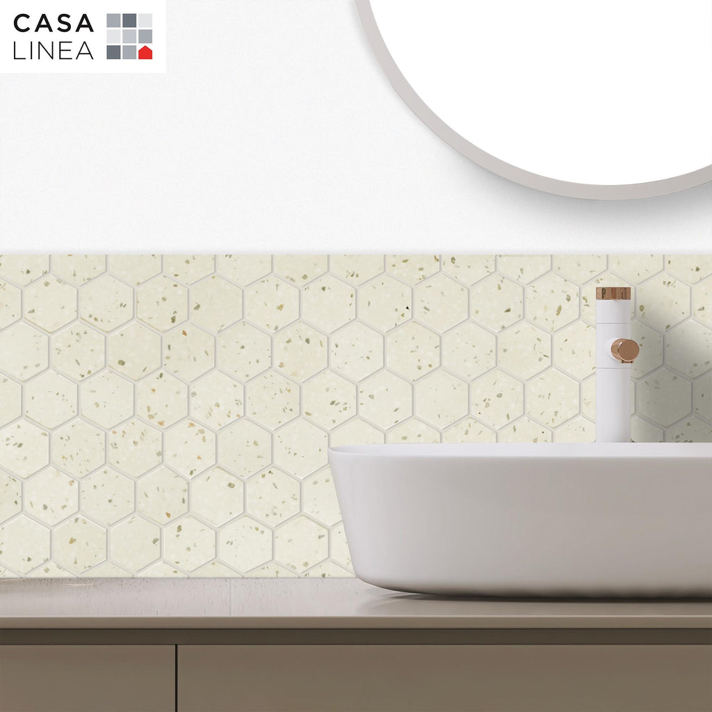 Mosaïque hexagone terrazzo ivoire