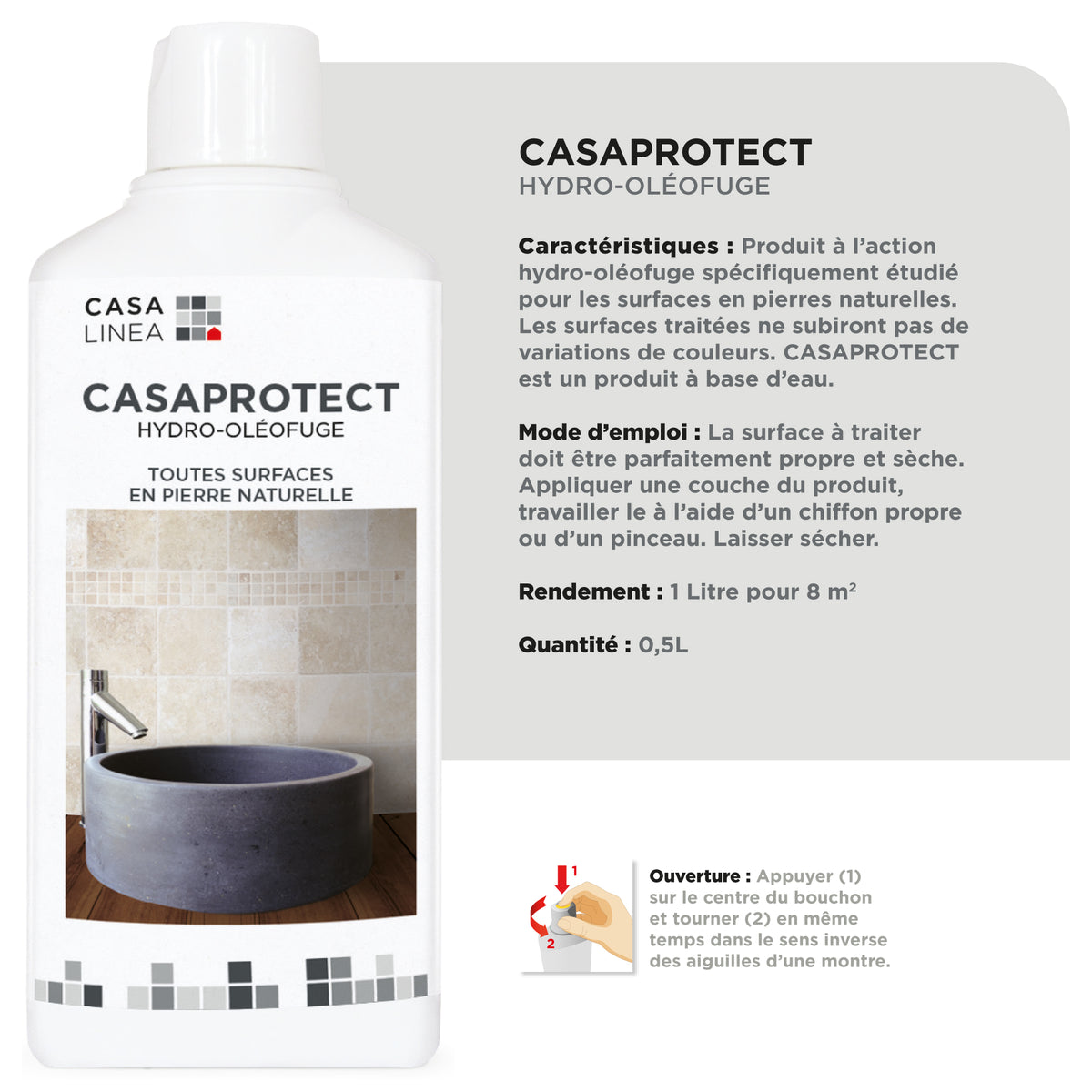 Protecteur Pierre Naturelle extérieur et intérieur 0,5L