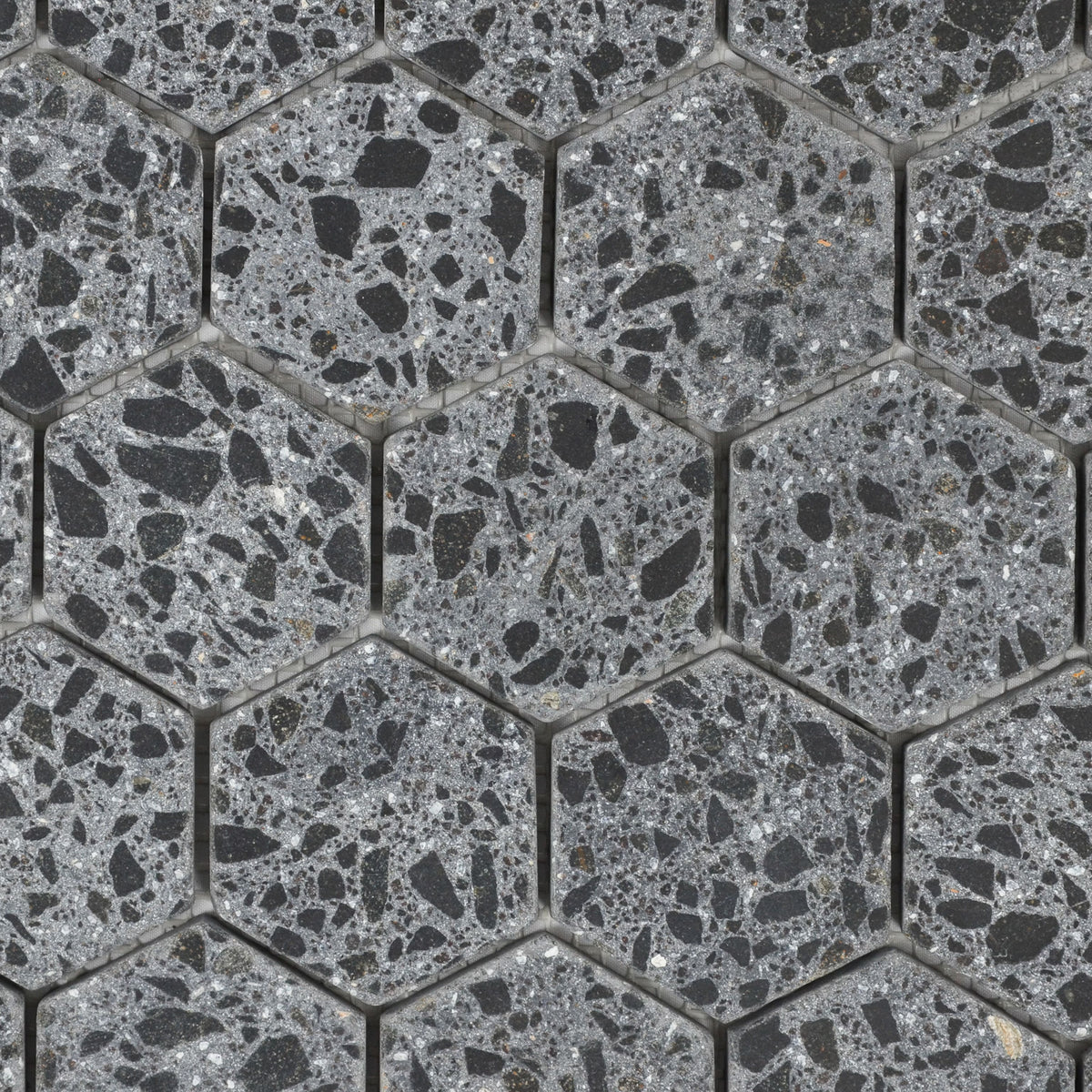 Mosaïque hexagone terrazzo black