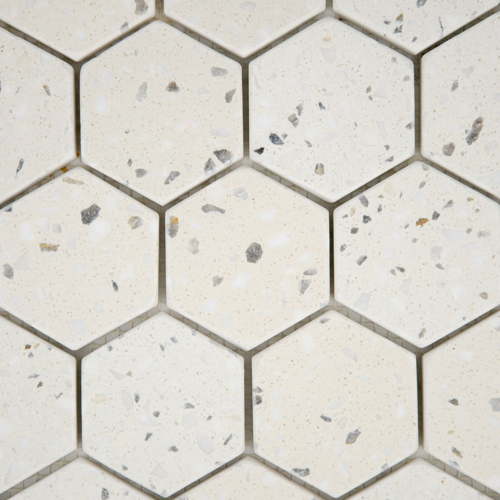 Mosaïque hexagone terrazzo ivoire