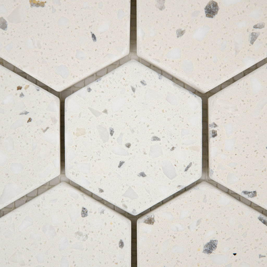 Mosaïque hexagone terrazzo ivoire