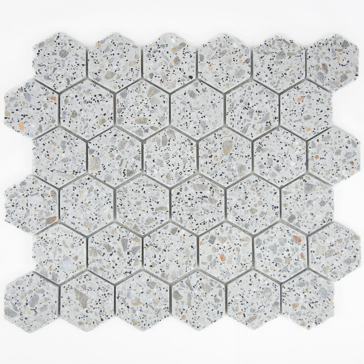 Mosaïque hexagone terrazzo light grey