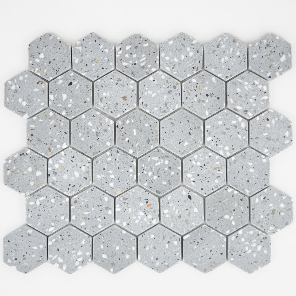 Mosaïque hexagone terrazzo dark grey