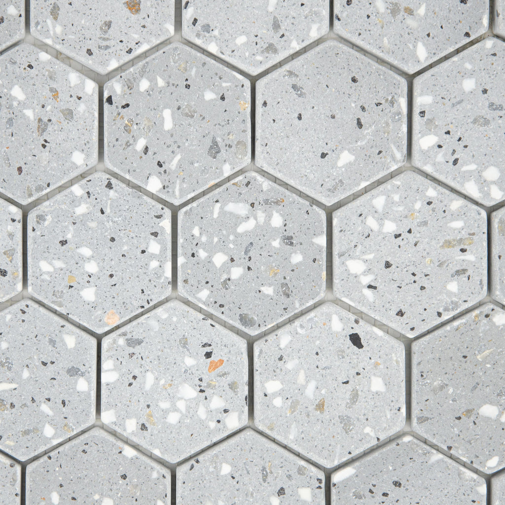 Mosaïque hexagone terrazzo dark grey