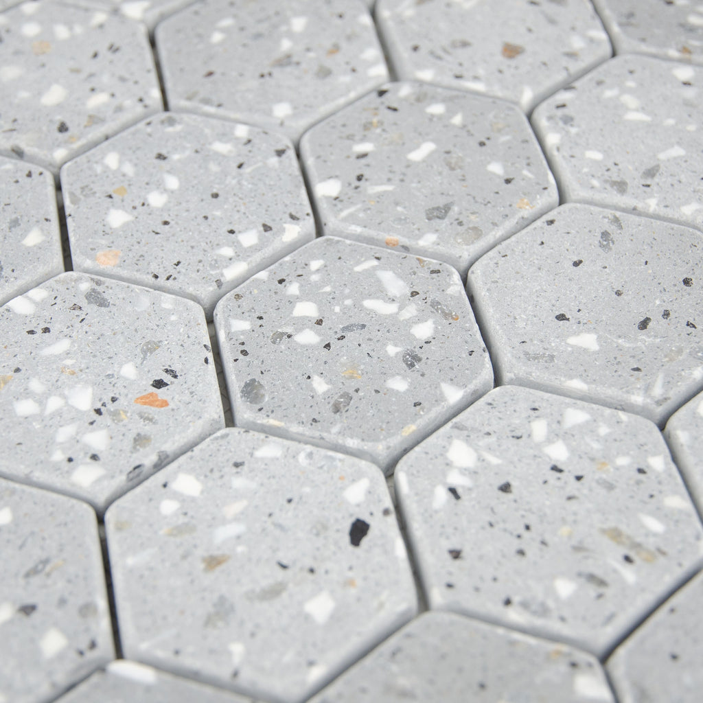 Mosaïque hexagone terrazzo dark grey