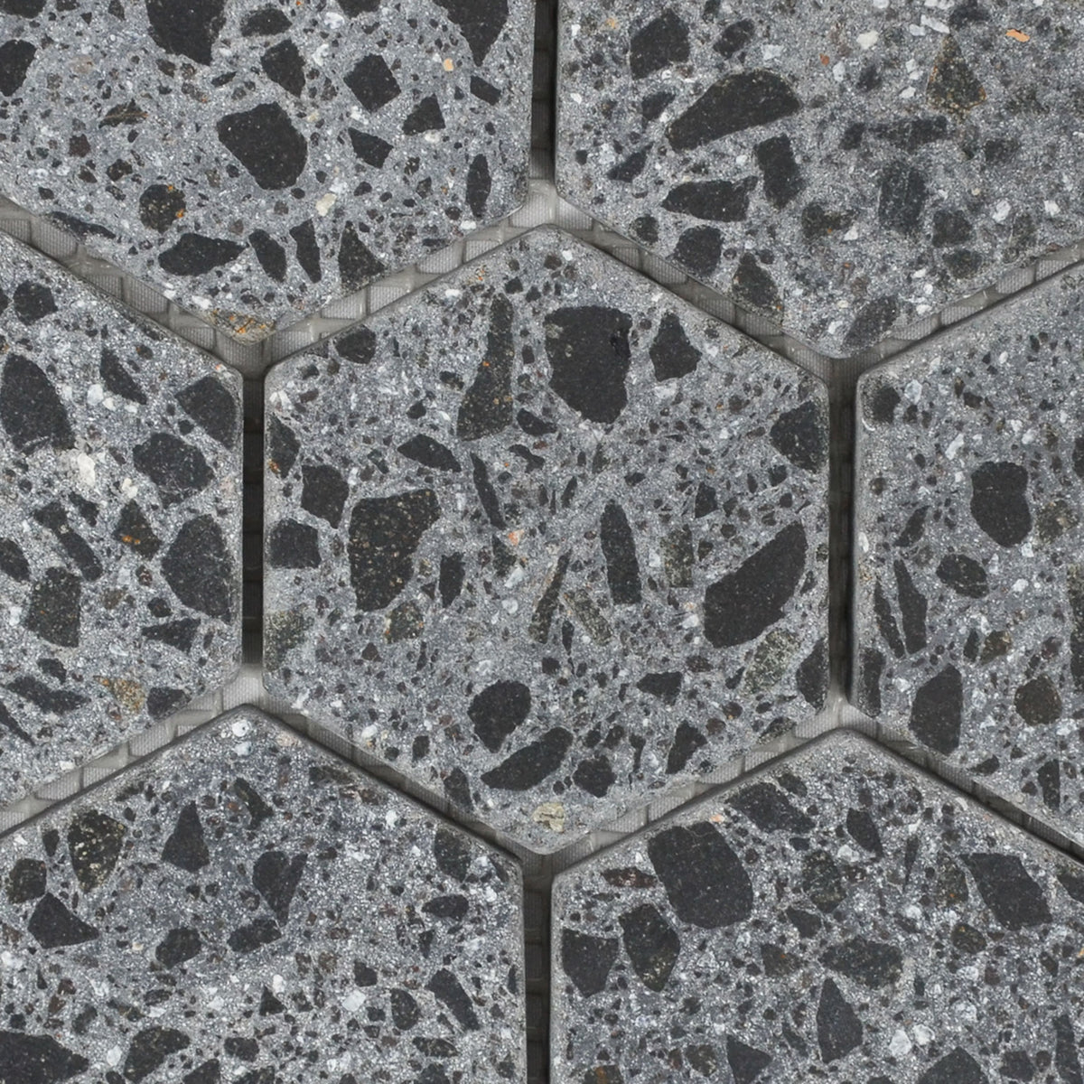 Mosaïque hexagone terrazzo black