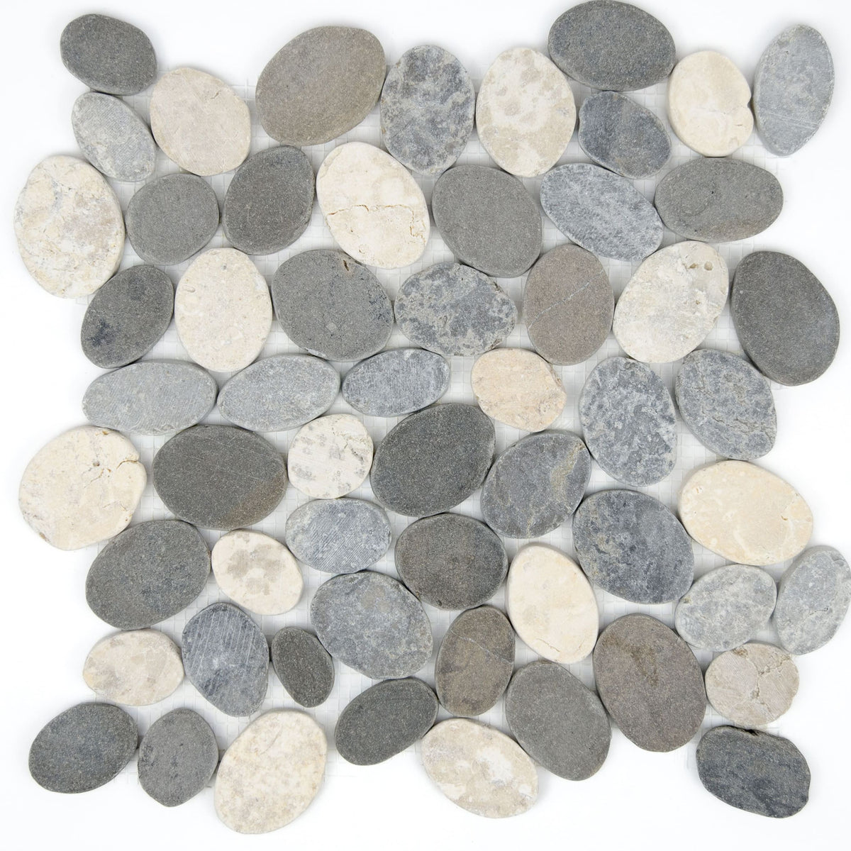 Mosaïque galet scie mix gris
