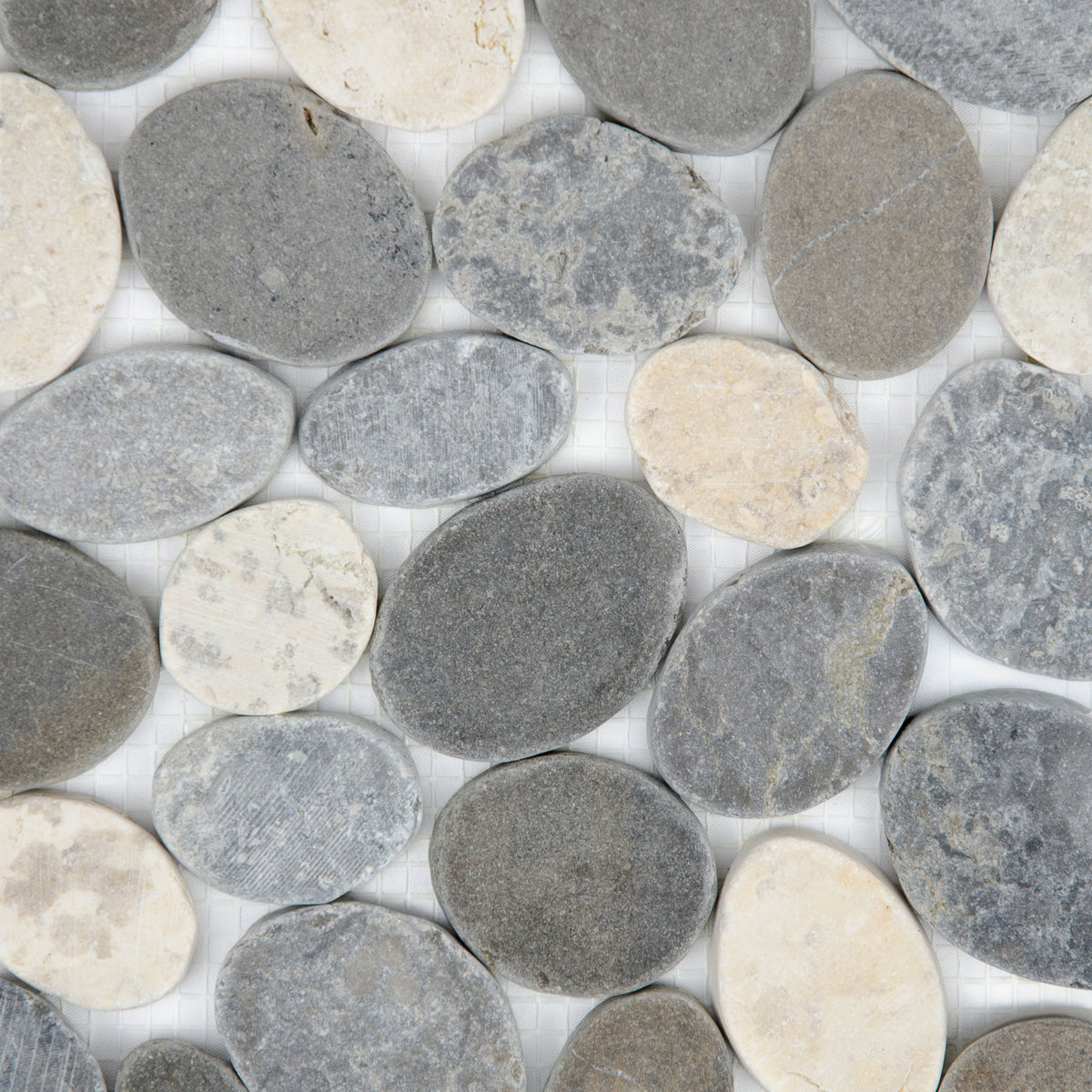 Mosaïque galet scie mix gris