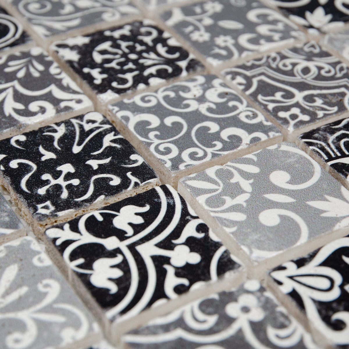 Mosaïque travertin baroque gris