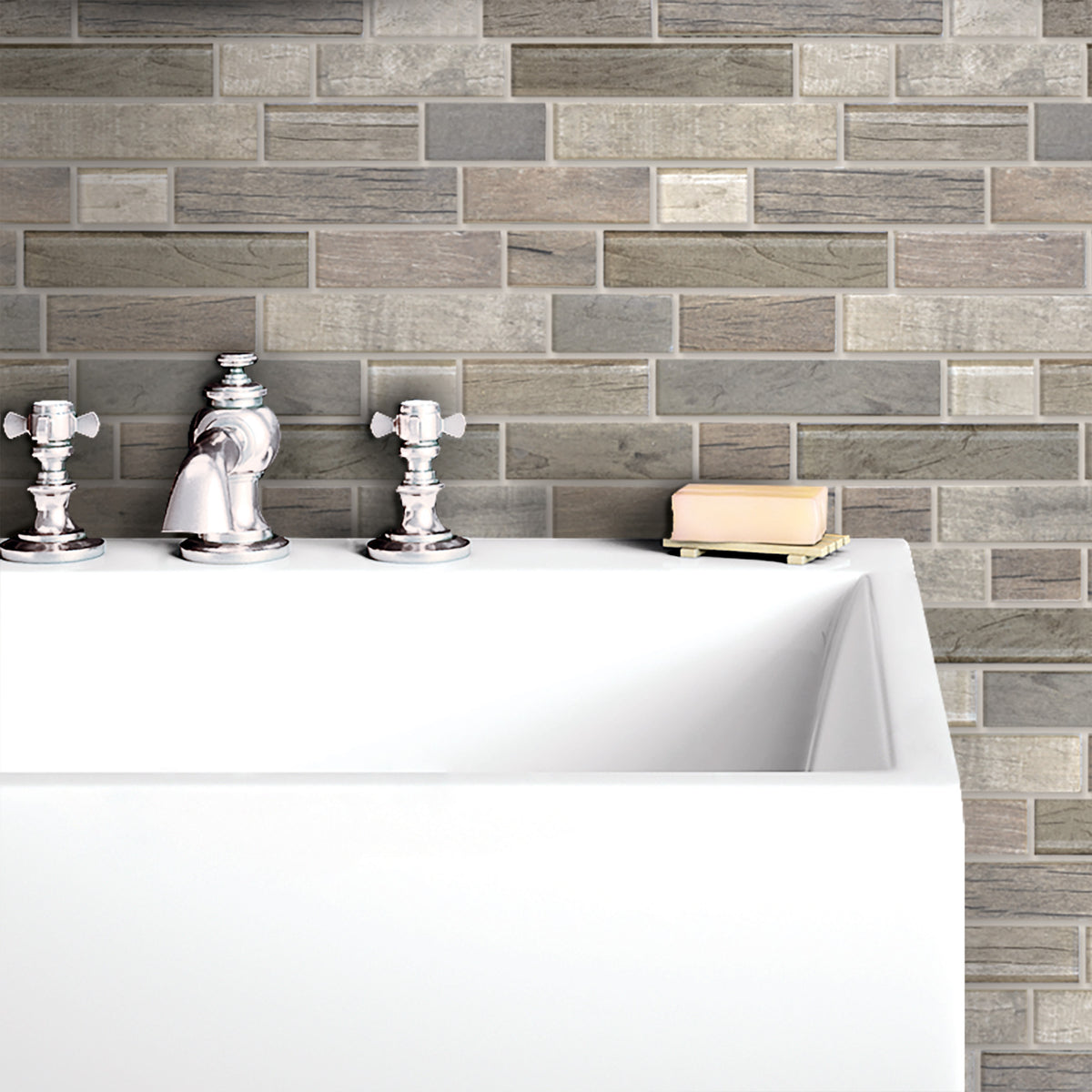 Mosaïque barrette wooden glass dark