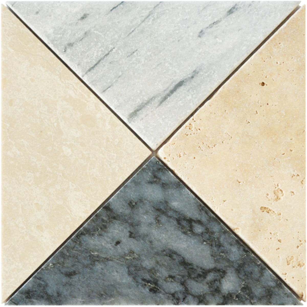 Mosaïque arlequin M2 marbre et travertin