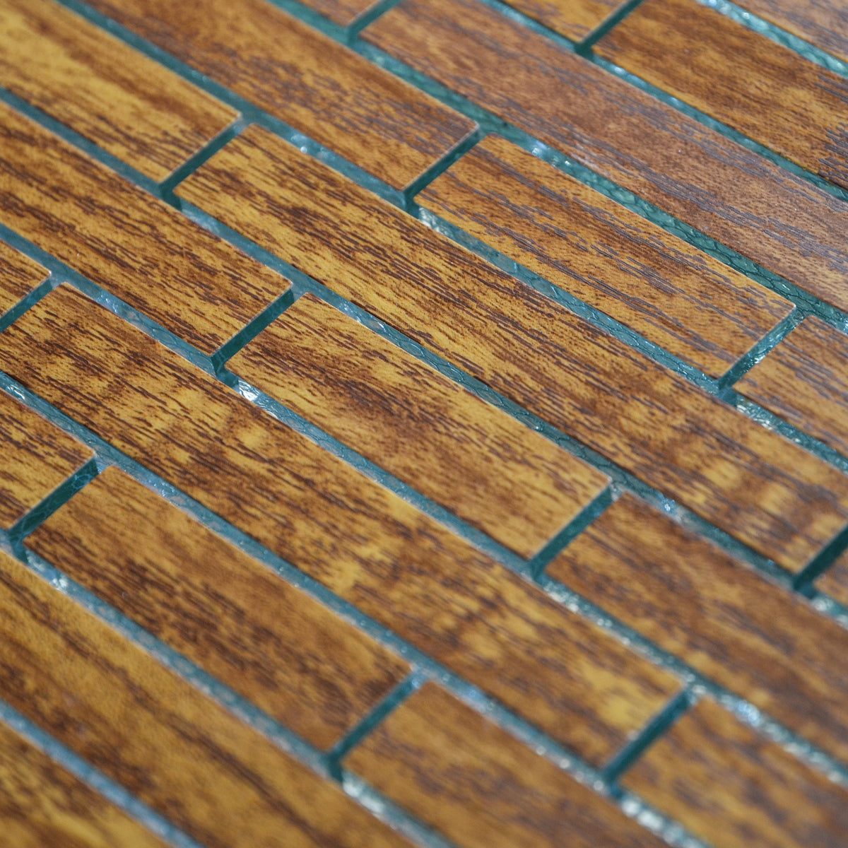 Mosaique verre barrette style bois