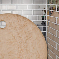 Mosaïque briquette chrome en crédence de cuisine détails