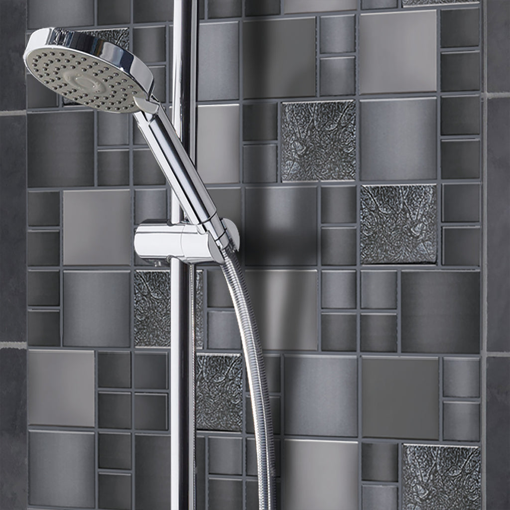 Mosaïque inox verre noir