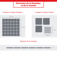 Mosaïque travertin baroque bleu petit format infographie dimensions
