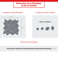 Mosaïque galet scie mix gris infographie technique