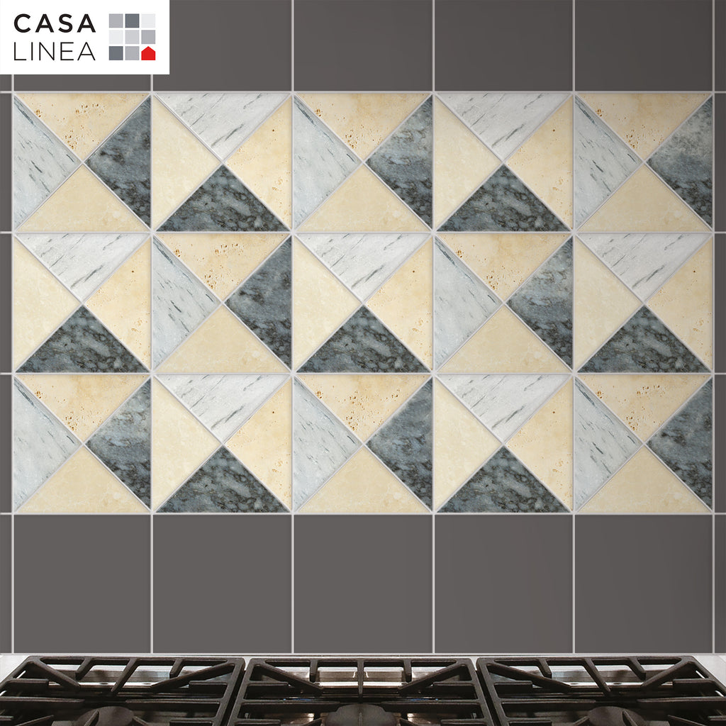 Mosaïque arlequin M2 marbre et travertin