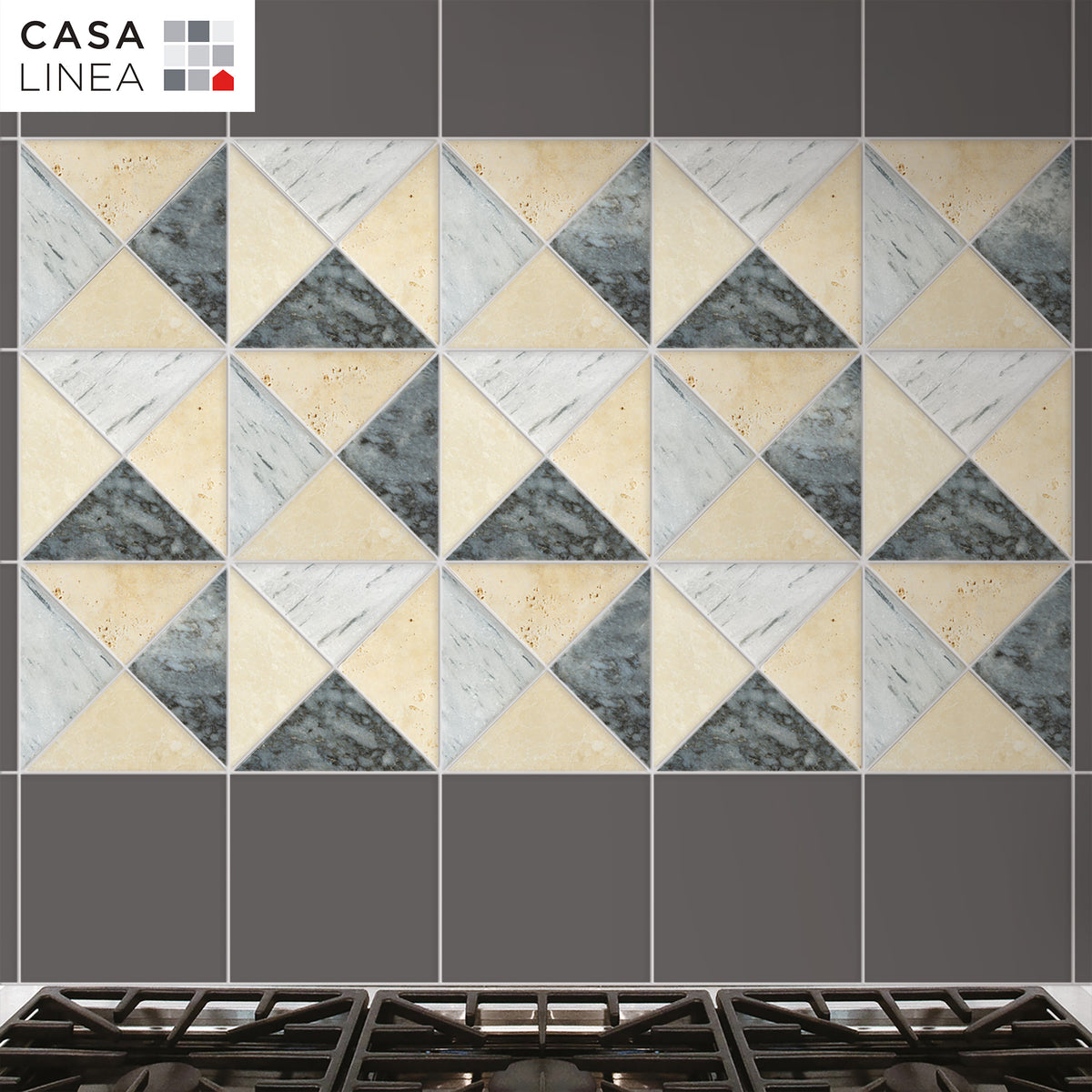 Mosaïque arlequin M2 marbre et travertin