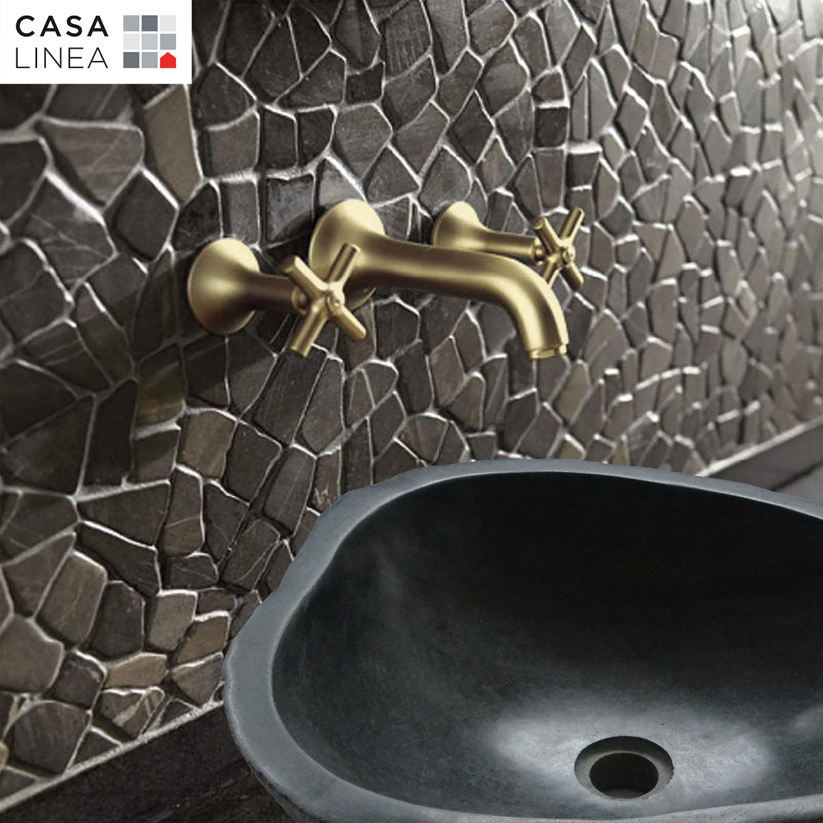 Mosaïque palladien gris en crédence de salle de bain