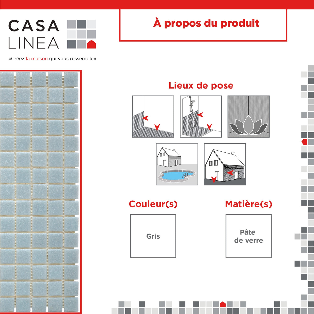 Mosaique decoration gris