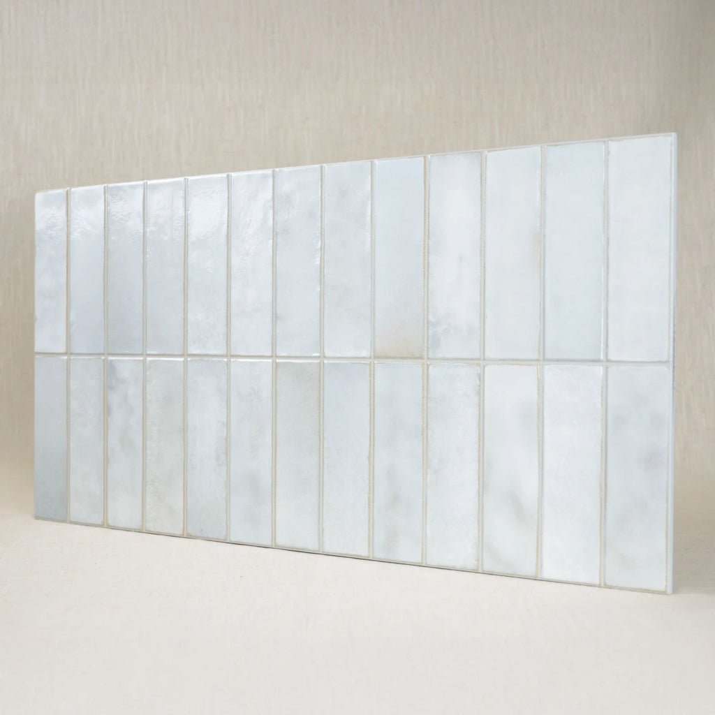 Carrelage céramique Provence blanc Calisson Barrette 32x62,5 cm - Perspective et pose en application