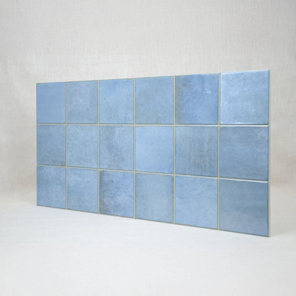 Carrelage céramique Provence bleu Mistral carré 10x10 cm - Perspective et pose en application
