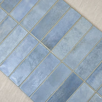 Carrelage céramique Provence bleu Mistral Barrette 32x62,5 cm - Perspective en application murale