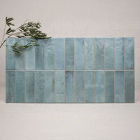 Carrelage céramique Provence bleu-vert Calanque Barrette 32x62,5 cm - Décor fantaisie détail motif