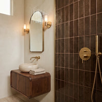Carrelage céramique Provence marron CHOCO Barrette 32x62,5 cm au mur d'une douche dans une salle de bain