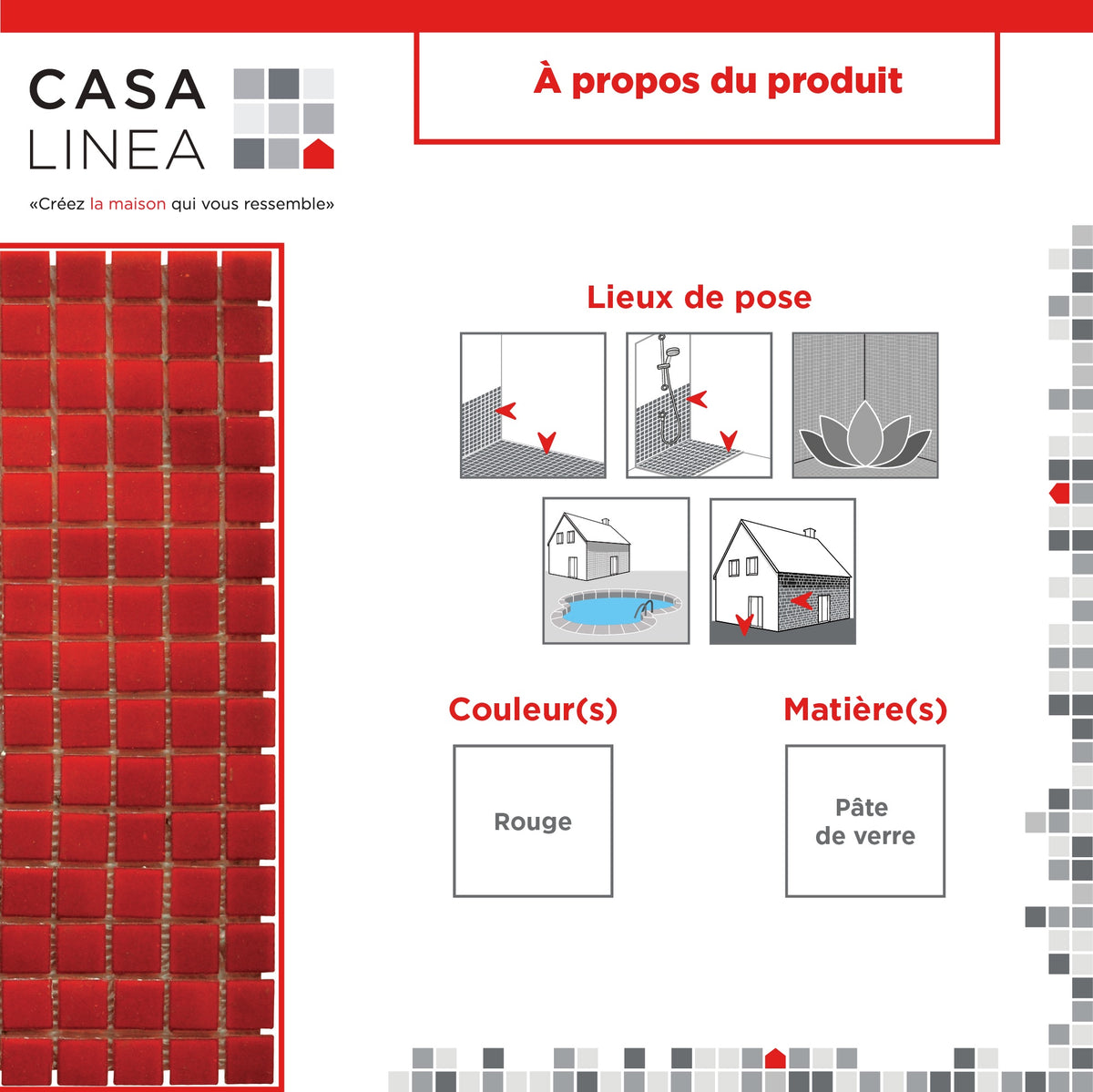 Mosaique decoration rouge