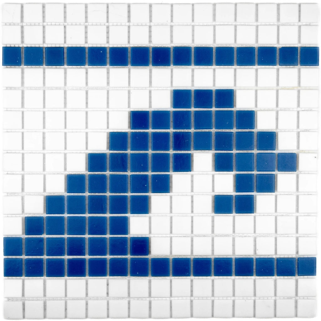 Mosaïque frise Vague bleu et blanc