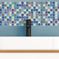 Mosaïque antiques nacre bleu salle de bain facade