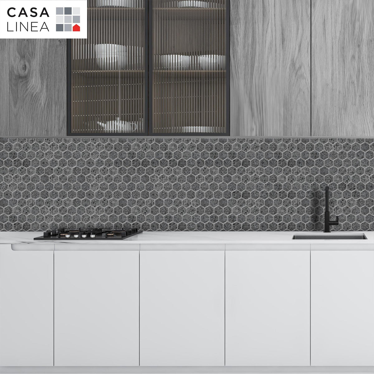 Mosaïque hexagone terrazzo black