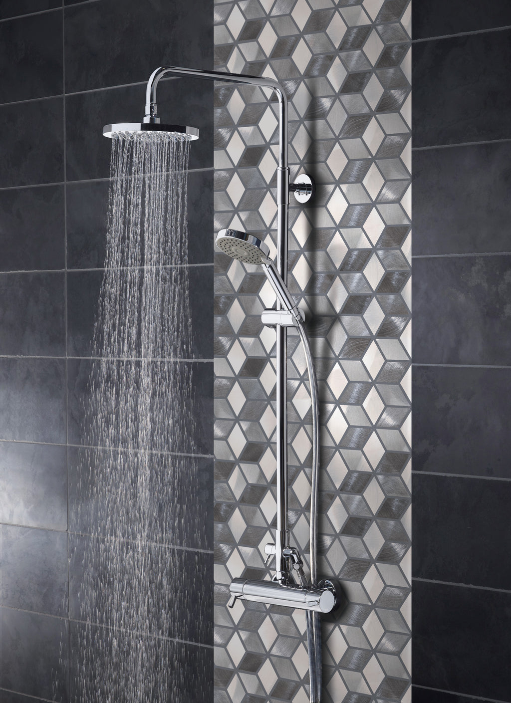 Mosaique hexagone mix gris