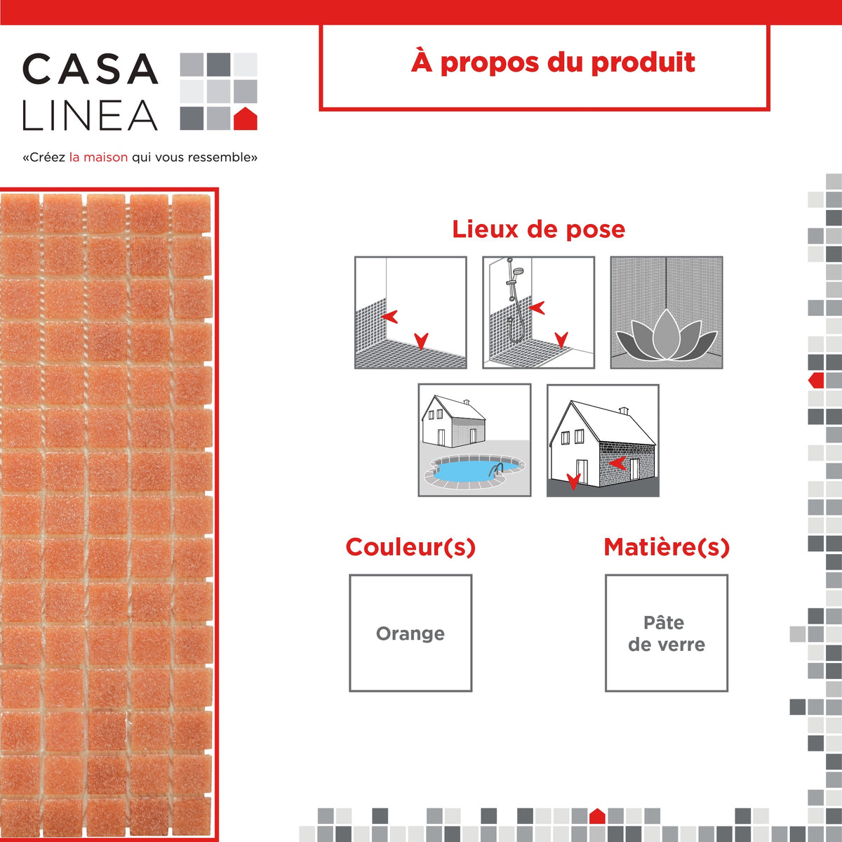 Mosaique orange saumon papier