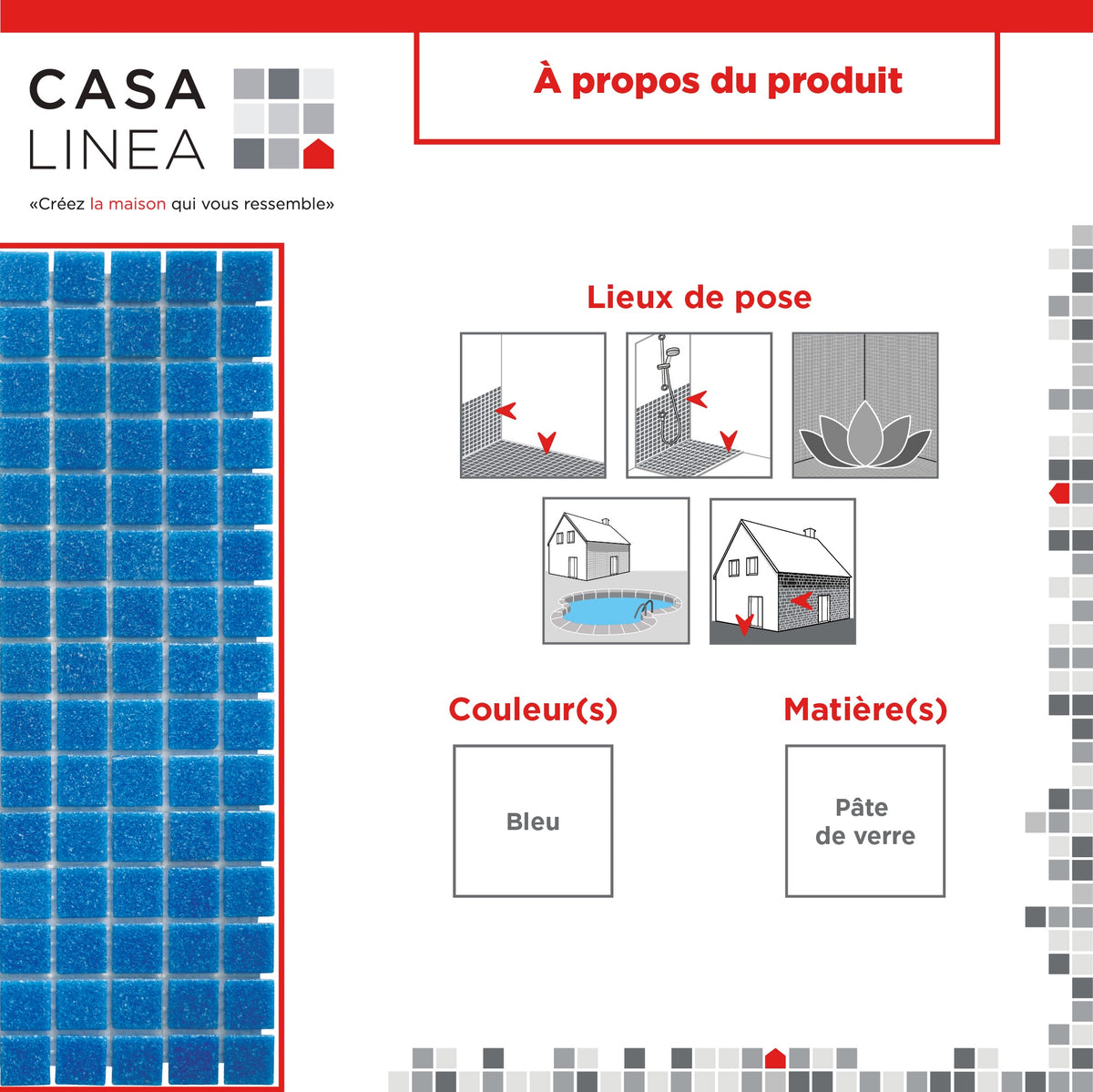 Mosaique decoration bleu marine