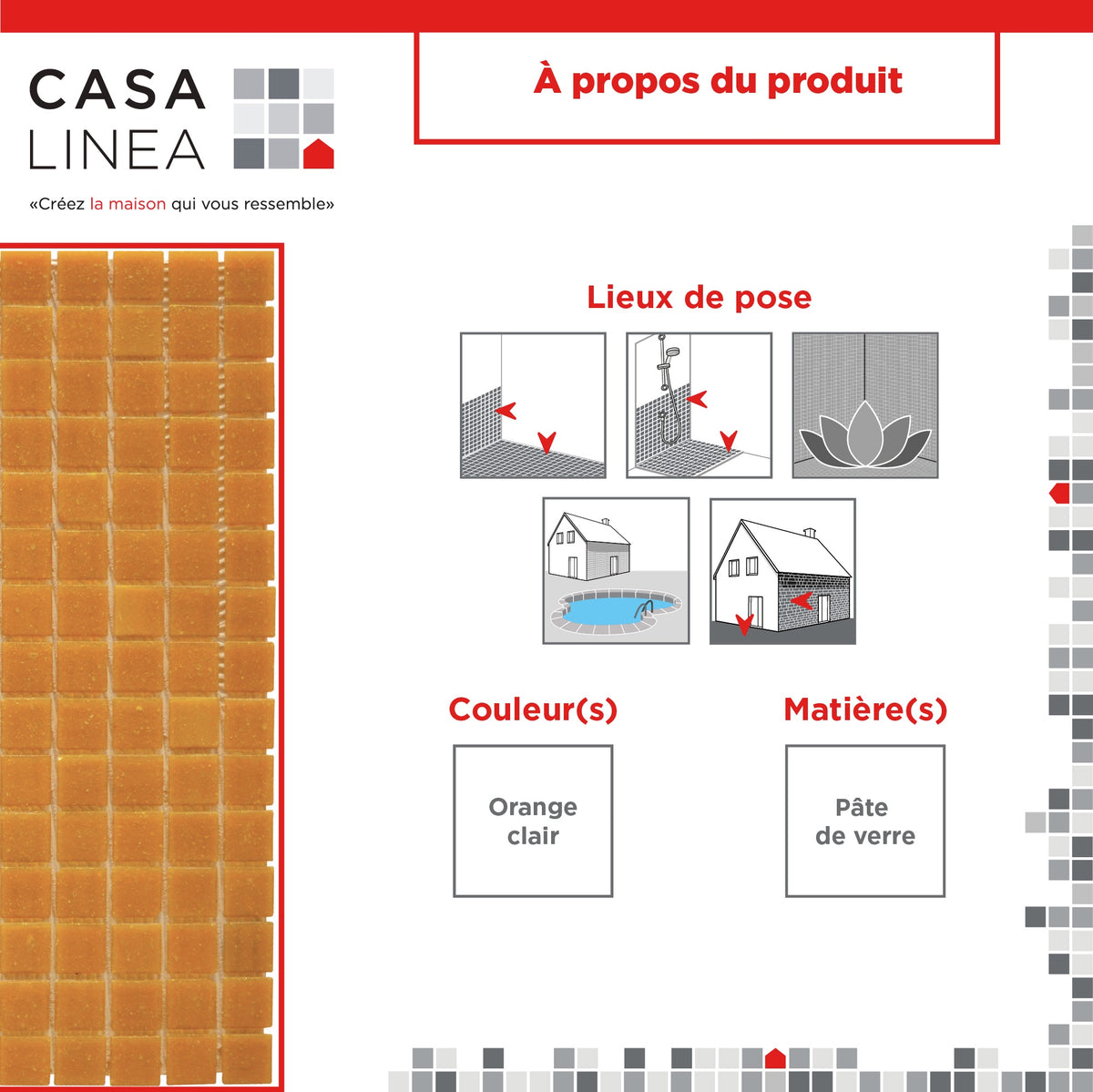 Mosaique decoration orange clair