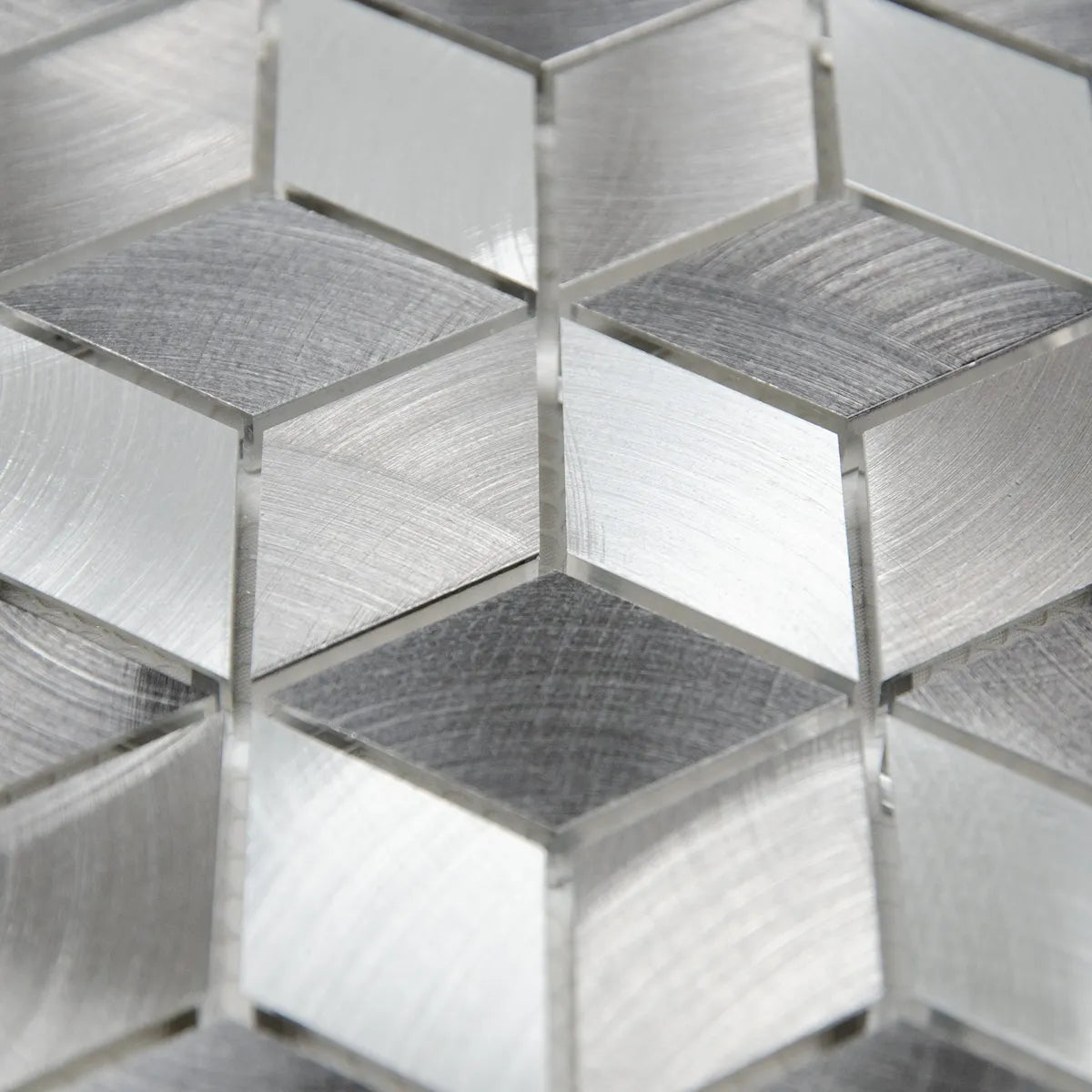 Mosaïque en aluminium gris hexagone details
